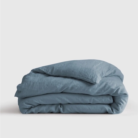 QUINCE European Linen Duvet Cover Twin Dusty Blue - Picture 1 of 10